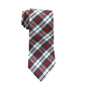 Rooster Men's 100% Silk Vintage Red Plaid Tie